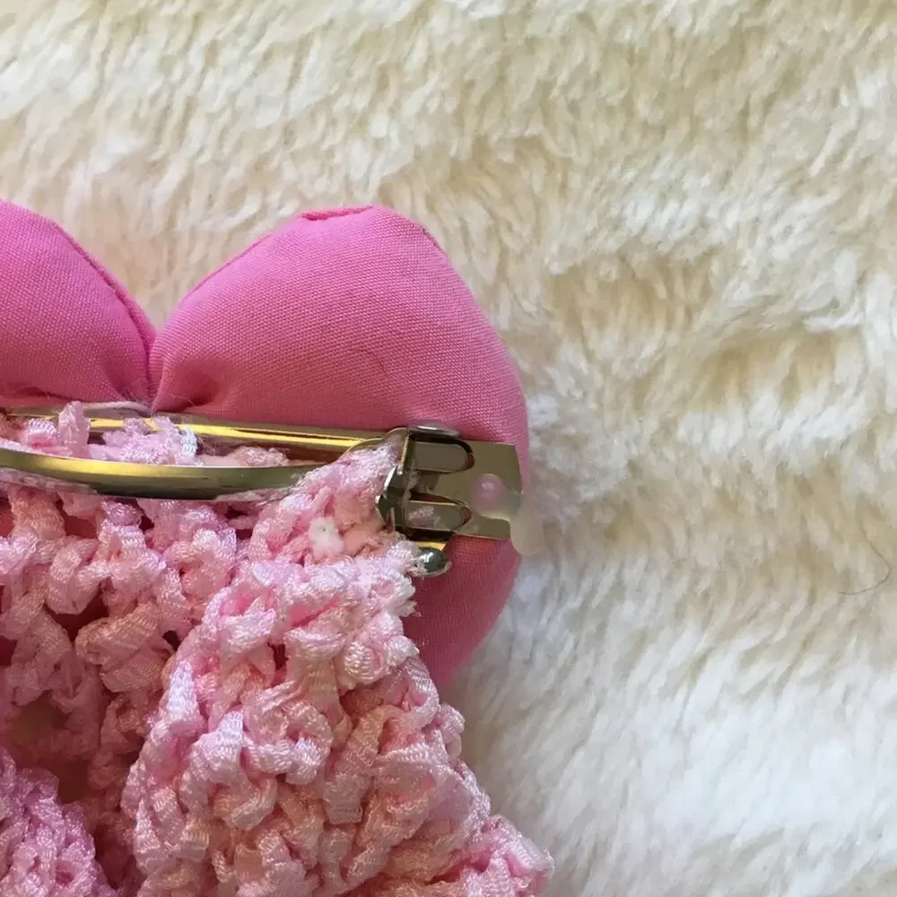 Vintage-Hello Kitty Pink Crochet Oversize Wrap Hair Clip